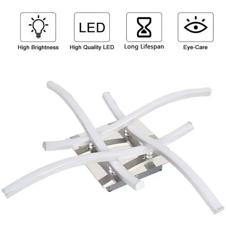 Picture of Modern LED Ceiling Light with 4 Wave Arms – Dimmable for Kitchen, Living Room, Bedroom