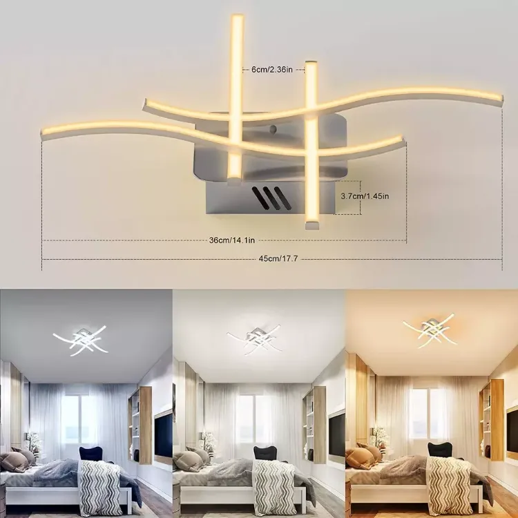 Picture of Modern LED Ceiling Light with 4 Wave Arms – Dimmable for Kitchen, Living Room, Bedroom