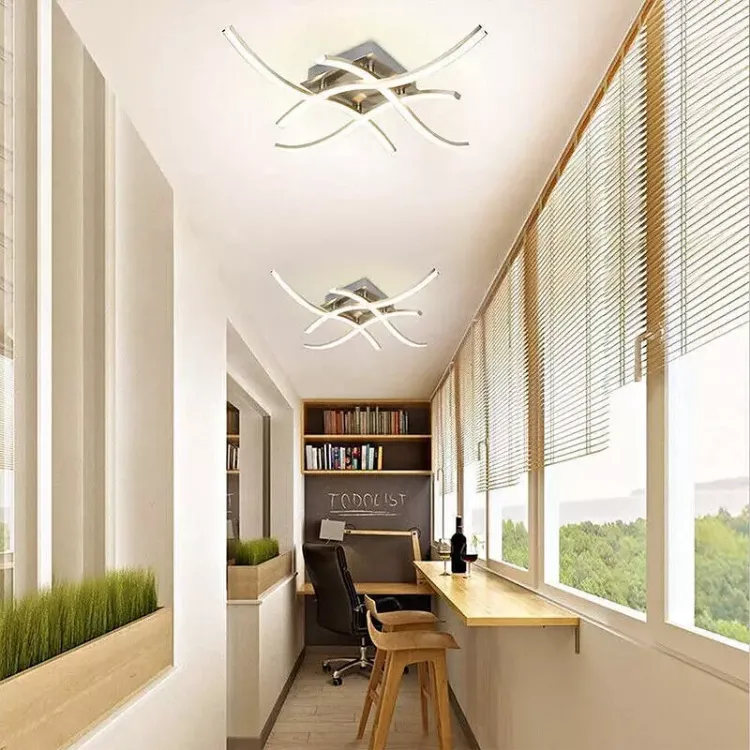 Picture of Modern LED Ceiling Light with 4 Wave Arms – Dimmable for Kitchen, Living Room, Bedroom