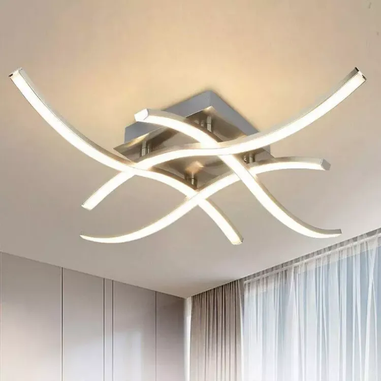 Picture of Modern LED Ceiling Light with 4 Wave Arms – Dimmable for Kitchen, Living Room, Bedroom