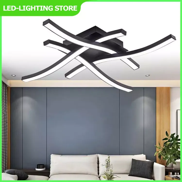 Picture of Sleek and Stylish Dimmable Ceiling Light Fixture with 4 Wave Lighting Elements - Perfect for Enhancing Modern Kitchens, Living Rooms, and Bedrooms