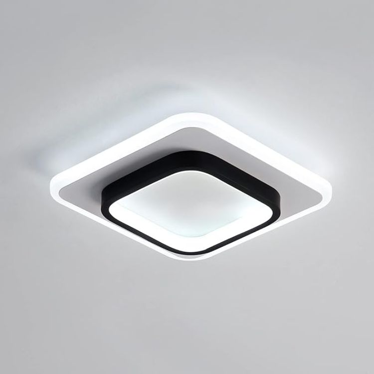 Picture of Chic 22W LED Ceiling Light, 9.5” Square Fixture, Cool White 6500K Glow for Bedroom, Kitchen, Office & More (Black & White)