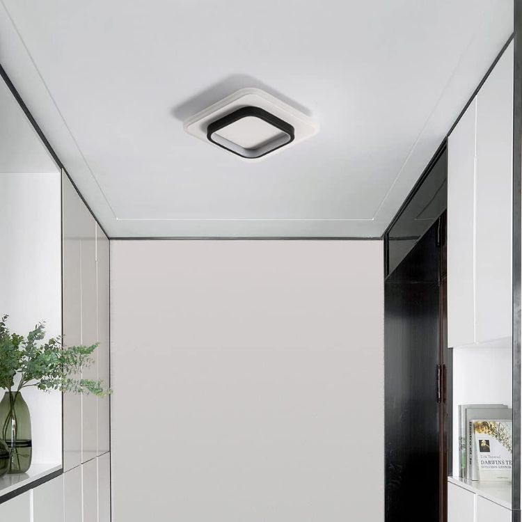 Picture of Chic 22W LED Ceiling Light, 9.5” Square Fixture, Cool White 6500K Glow for Bedroom, Kitchen, Office & More (Black & White)