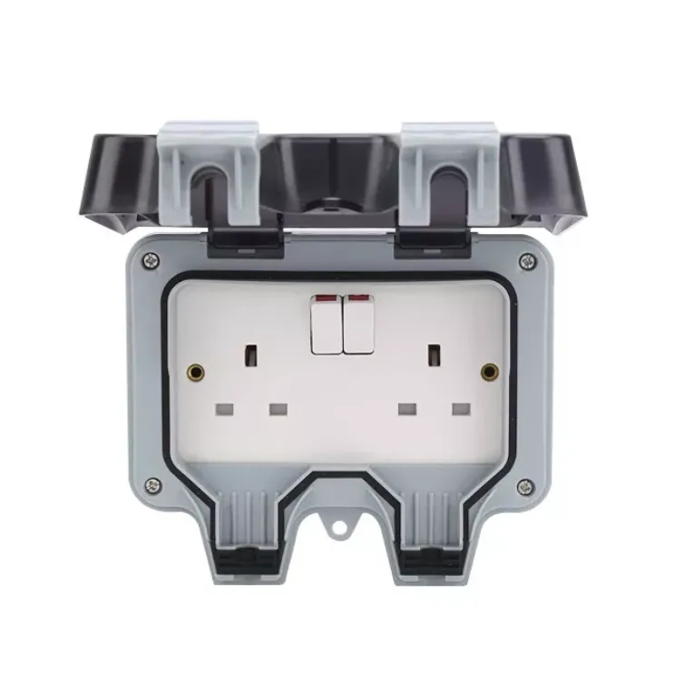 Picture of Heavy-Duty Waterproof Outdoor Double Pole Switched Socket Box - Secure Electrical Plug for Exterior Use