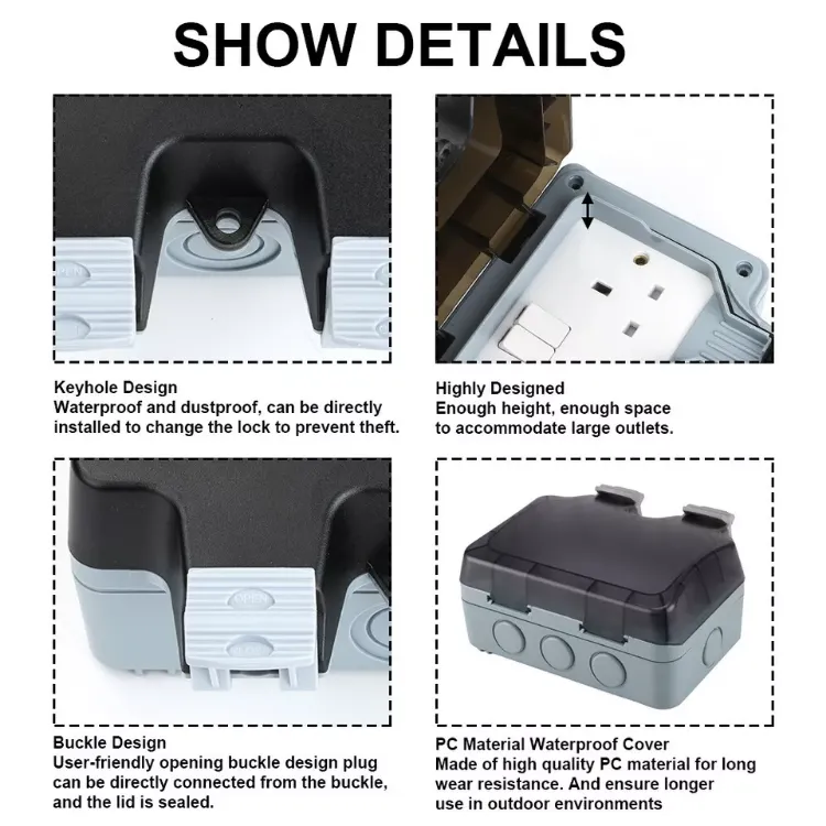 Picture of Heavy-Duty Waterproof Outdoor Double Pole Switched Socket Box - Secure Electrical Plug for Exterior Use