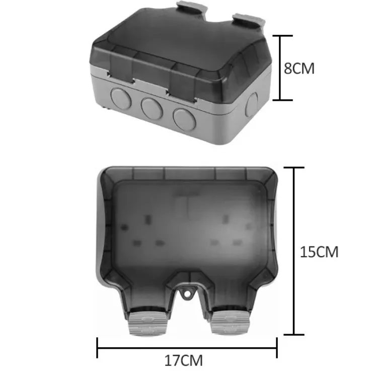 Picture of Heavy-Duty Waterproof Outdoor Double Pole Switched Socket Box - Secure Electrical Plug for Exterior Use