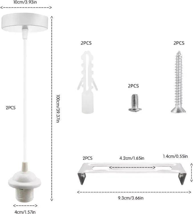 Picture of Pendant Light Fitting Set - Ceiling Rose, E27 Holders, Hanging Suspension Lighting Kit