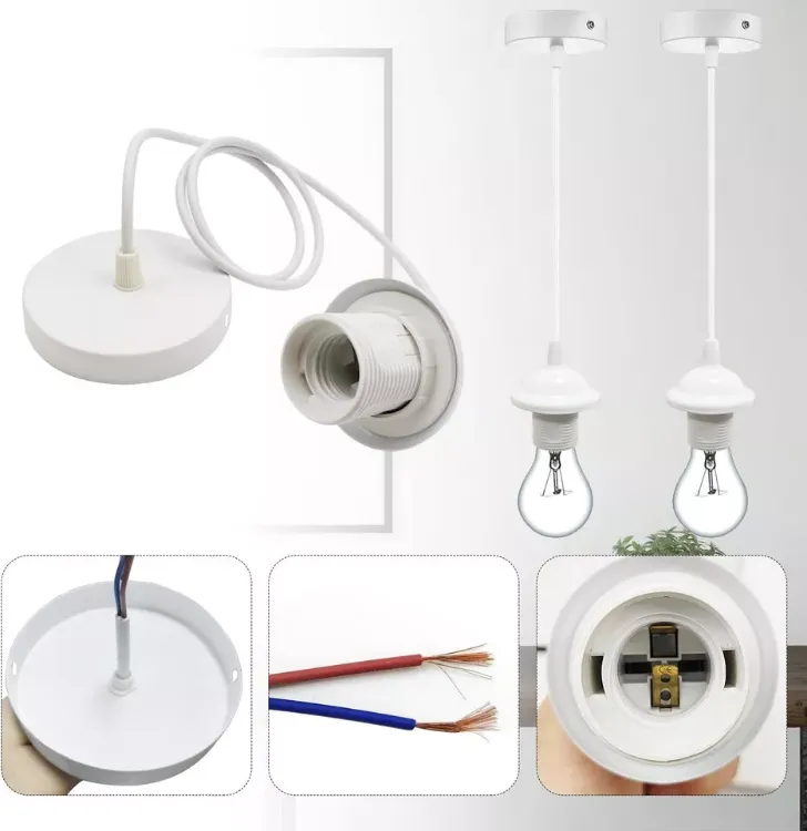 Picture of Pendant Light Fitting Set - Ceiling Rose, E27 Holders, Hanging Suspension Lighting Kit