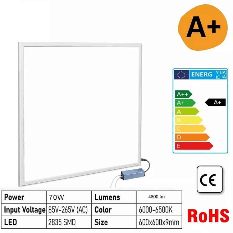 Picture of 70W LED Recessed Ceiling Light Panel 600x600mm, 6500K, Ultra-Slim Flat Suspended Downlight