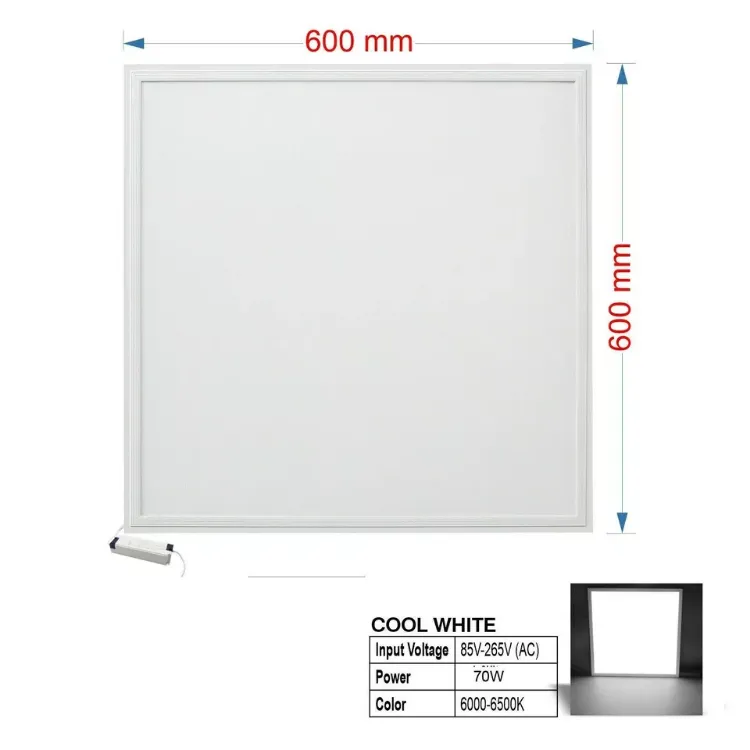 Picture of 70W LED Recessed Ceiling Light Panel 600x600mm, 6500K, Ultra-Slim Flat Suspended Downlight