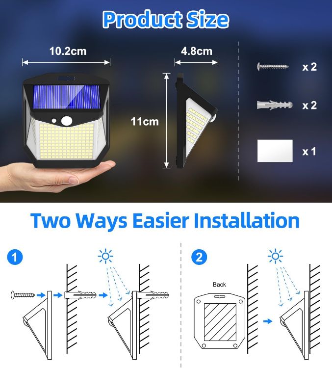 Picture of 238 LED Solar Motion Sensor Light - Outdoor Security, IP65 Waterproof, 270° Wide Angle