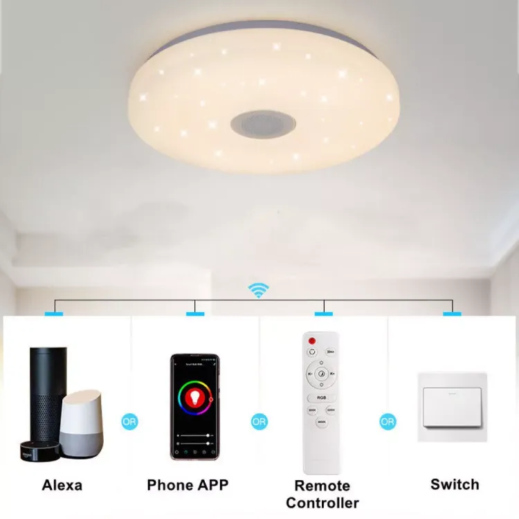 Picture of 48W RGB LED Ceiling Light with Bluetooth Speaker, APP Control & Remote, Dimmable Music Mode