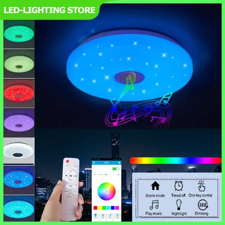 Picture of 48W RGB LED Ceiling Light with Bluetooth Speaker, APP Control & Remote, Dimmable Music Mode