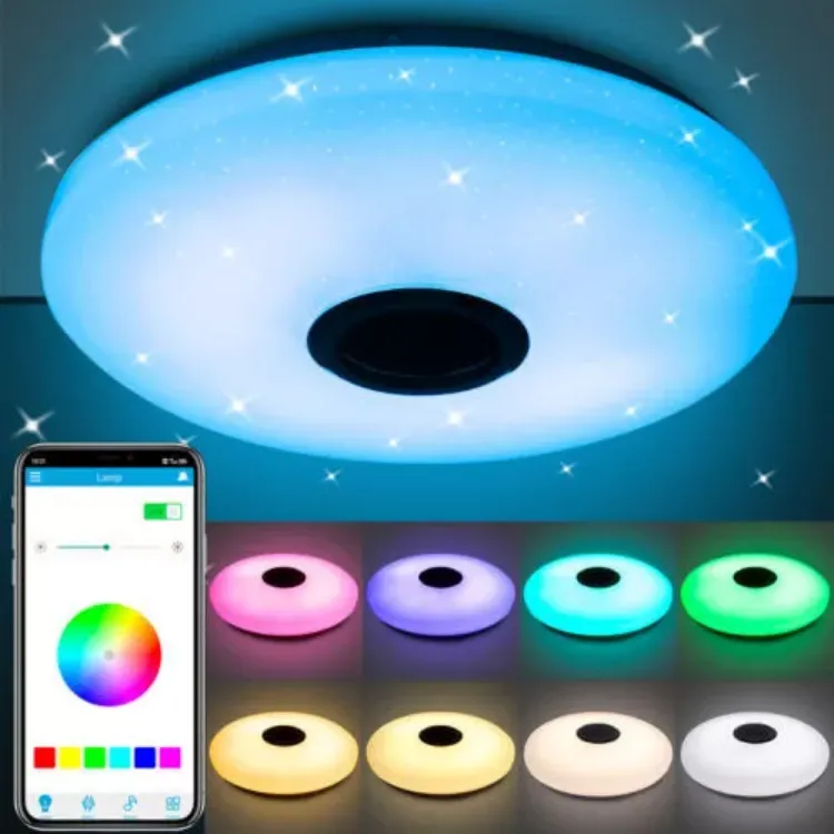 Picture of 48W RGB LED Ceiling Light with Bluetooth Speaker, APP Control & Remote, Dimmable Music Mode