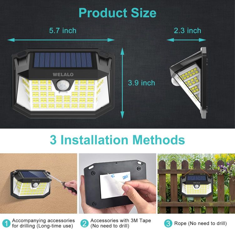 Picture of 188 LED Solar Motion Sensor Security Light, Waterproof Outdoor Wall Light for Garden/Yard/Garage