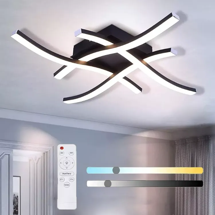 Picture of Modern 4-Wave Dimmable Ceiling Light, Stylish LED Fixture for Kitchen, Bedroom & Living Room