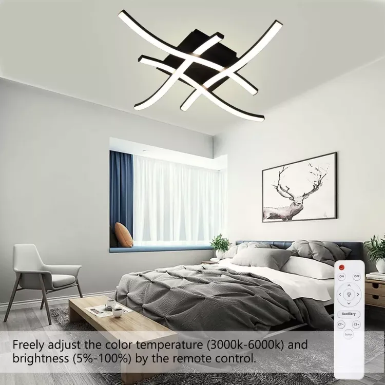 Picture of Modern 4-Wave Dimmable Ceiling Light, Stylish LED Fixture for Kitchen, Bedroom & Living Room