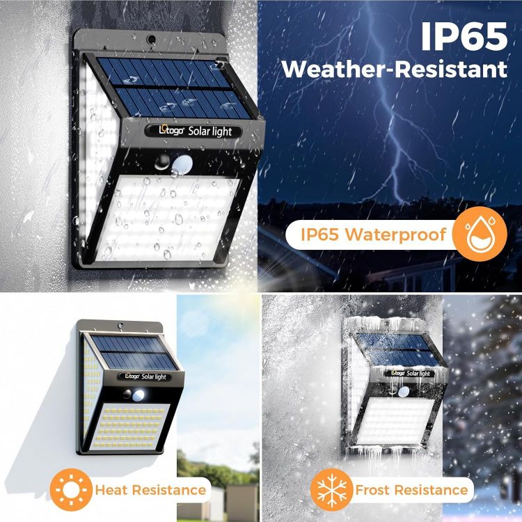 Picture of 140 LED Solar Security Lights with Motion Sensor – 270° Wide-Angle Waterproof Outdoor Lights for Garden, Garage, and Pathway