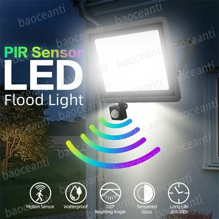 Picture of 50W PIR Motion Sensor Lights LED Floodlight Outdoor Flood Security Wall Lamp UK