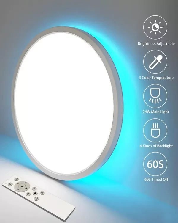 Picture of Smart LED Ceiling Light ColorChanging, RGB Backlight, 3200LM Brightness, Remote Control