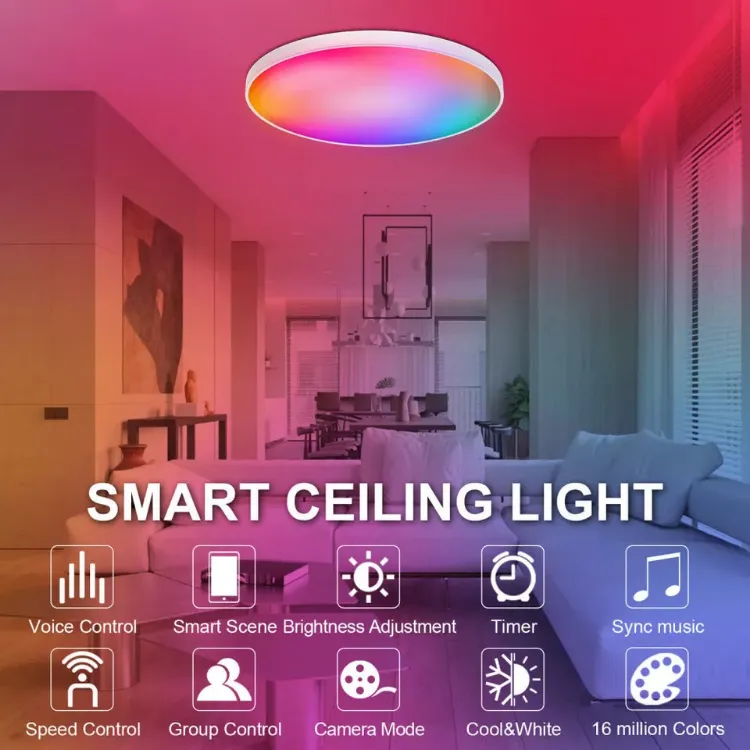 Picture of 36W Smart LED Ceiling Light, WiFi RGB Dimmable with App & Voice Control