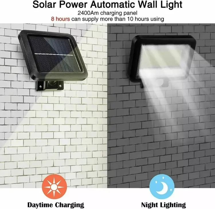 Picture of Solar-Powered LED Outdoor Wall Light, PIR Motion Sensor Security Flood Lamp for Garden & Pathway