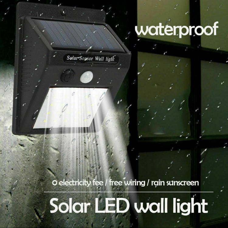 Picture of Solar Power PIR Motion Sensor Wall Light LED Outdoor Garden Security Flood Lamp