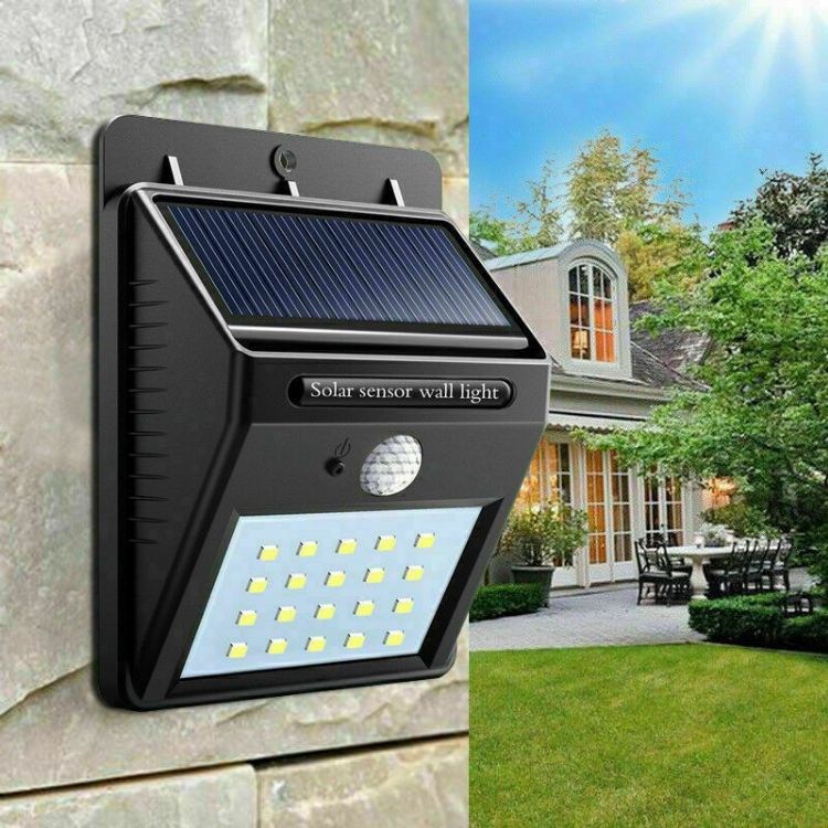 Picture of Solar Power PIR Motion Sensor Wall Light LED Outdoor Garden Security Flood Lamp