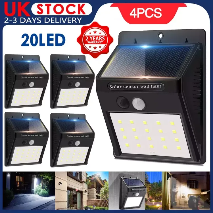 Picture of 1/2/4 Solar Power PIR Motion Sensor Wall Lights LED Outdoor Garden Security Lamp