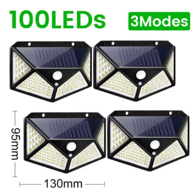 Picture of 4X 100LED Outdoor Solar Power PIR Motion Sensor Wall Lights Garden Security Lamp