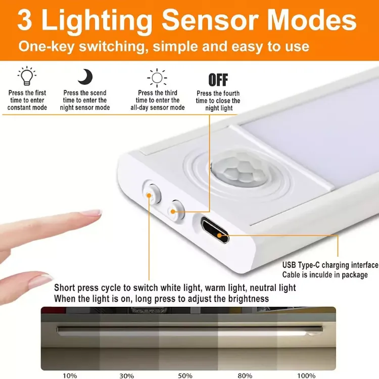 Picture of Rechargeable PIR LED Motion Sensor Strip Light, Cabinet, Closet, and Kitchen Lamp 