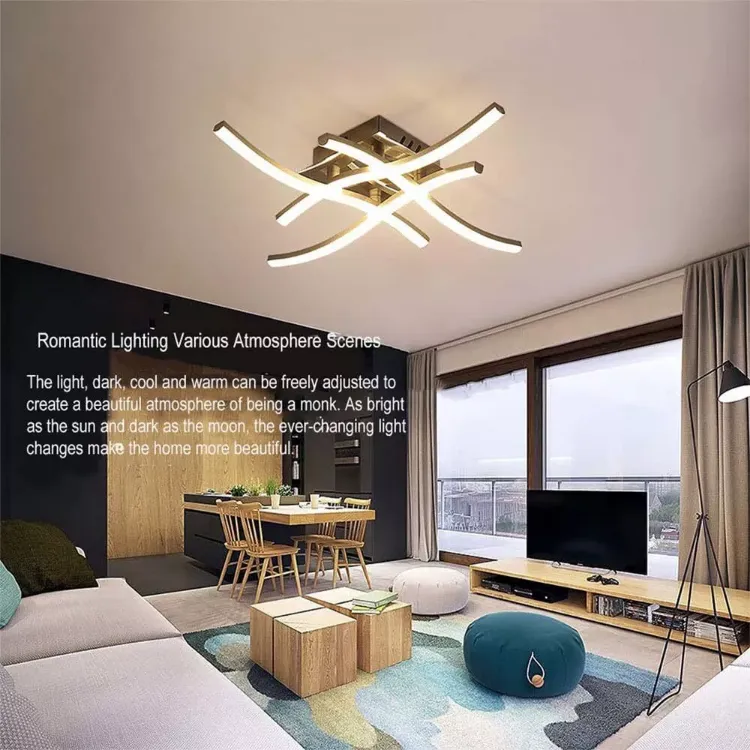 Picture of LED CEILING LIGHT 4 WAVE LIGHTS MODERN KITCHEN LIVING ROOM LAMP PENDANT DIMMABLE