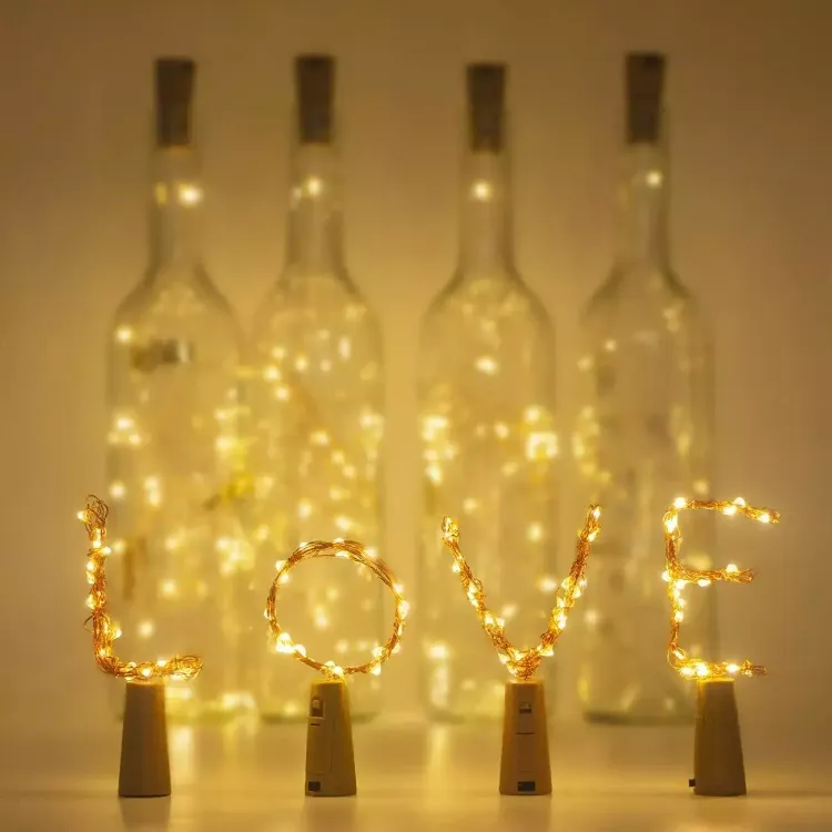 Picture of 4PCS Copper Bottle String Lights Light 20 LED 2M Fairy Wine Cork Shaped UK