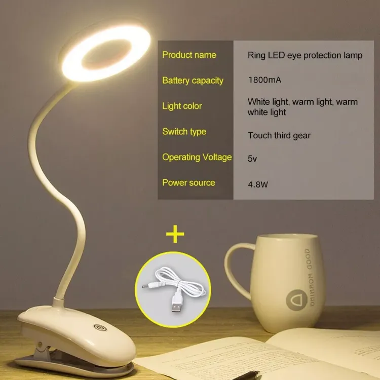 Picture of LED USB Rechargeable Clamp Clip On Flexible Desk Light Bed Read Table Night Lamp