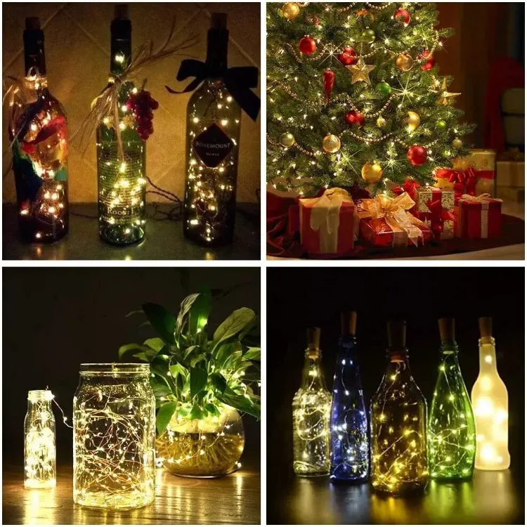 Picture of Bottle String Lights Battery Cork Shaped Wedding Party 20 Led 2M