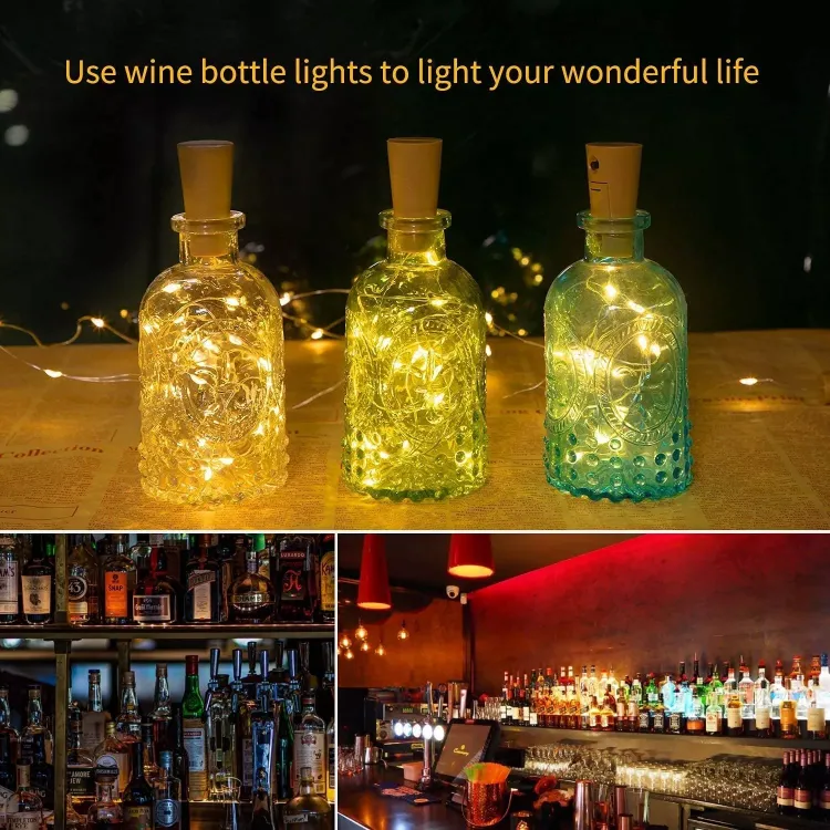 Picture of Bottle String Lights Battery Cork Shaped Wedding Party 20 Led 2M