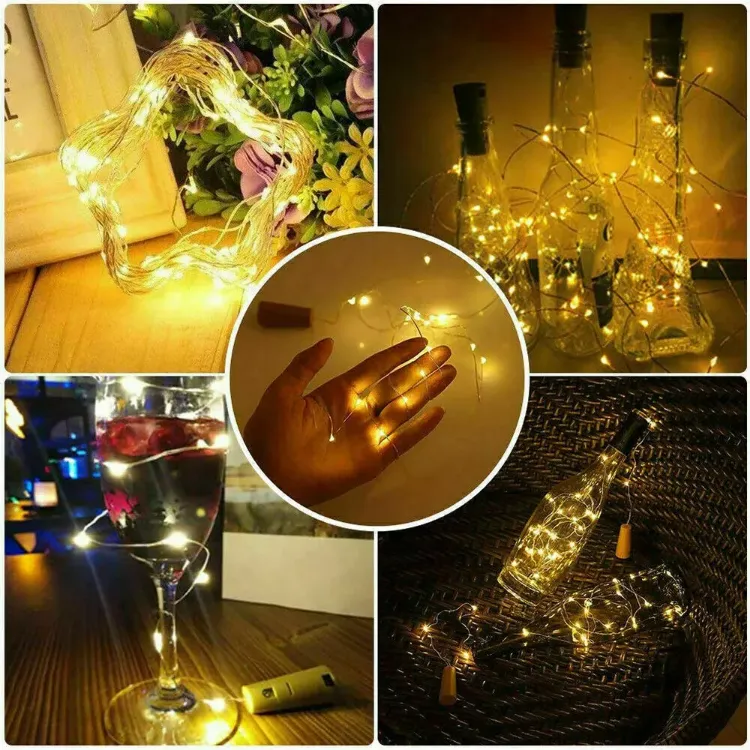 Picture of Bottle String Lights Battery Cork Shaped Wedding Party 20 Led 2M