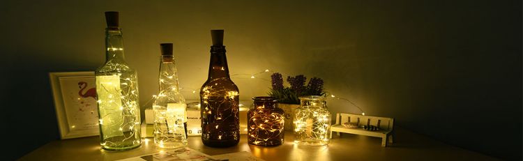 Picture of Bottle String Lights Battery Cork Shaped Wedding Party 20 Led 2M