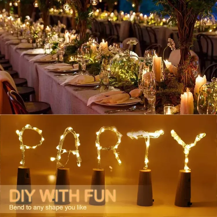 Picture of 4pcs Bottle Fairy String Light Battery Cork Shape 20 Led 2M For Party-Warm Light