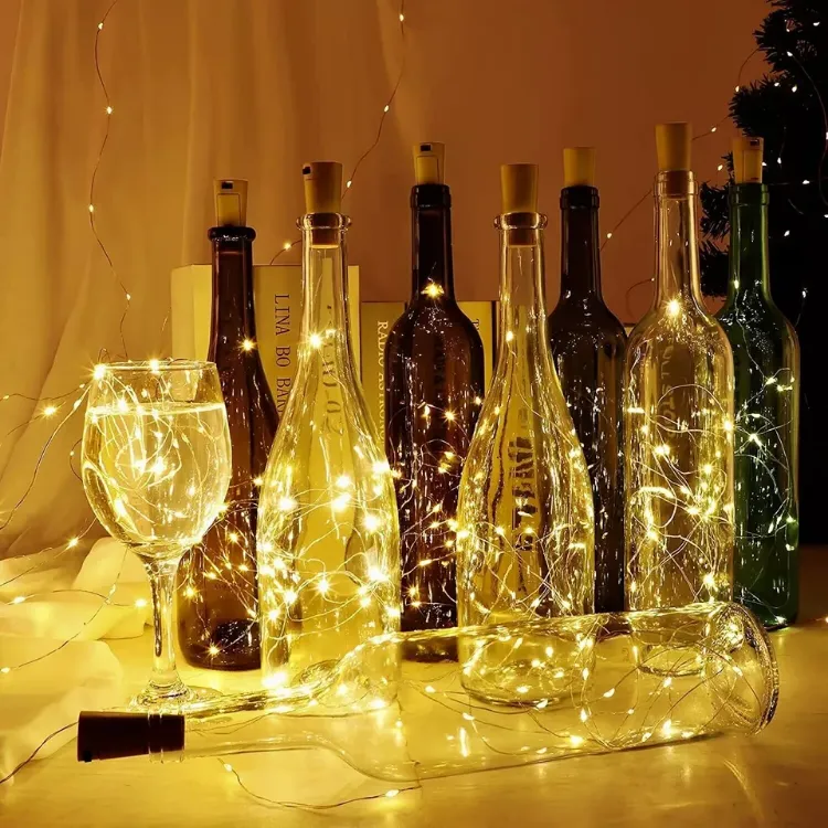 Picture of 4pcs Bottle Fairy String Light Battery Cork Shape 20 Led 2M For Party-Warm Light