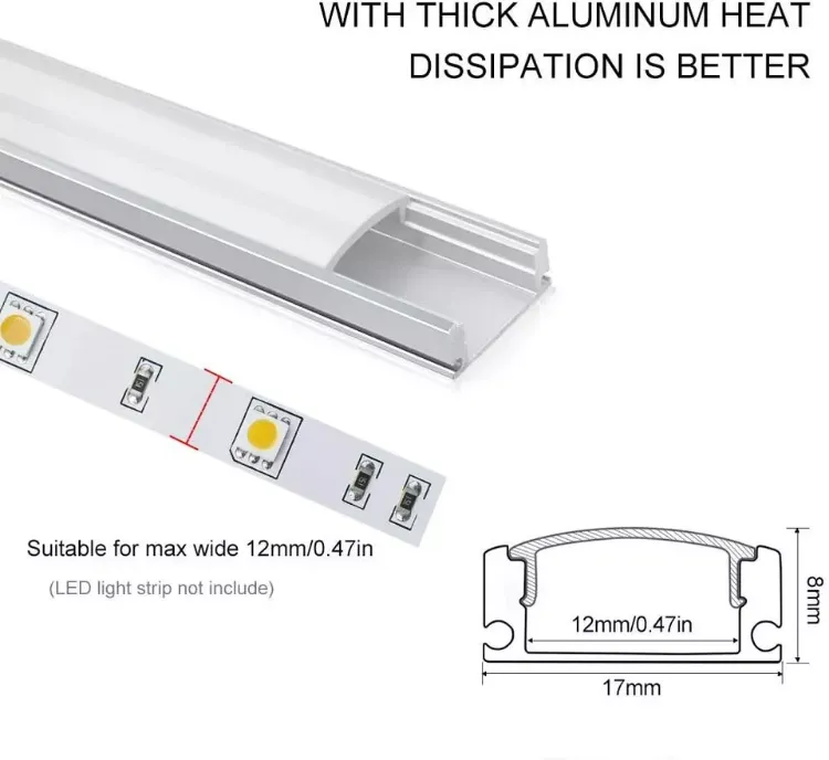 Picture of 6Pcs U-shape 1m Aluminium Channel For LED Strip Light Cover PVC Profile 5050 NEW