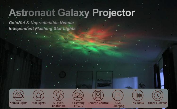 Picture of Astronaut Star Space Projector Galaxy Night Light - Starry Nebula Ceiling Lamp