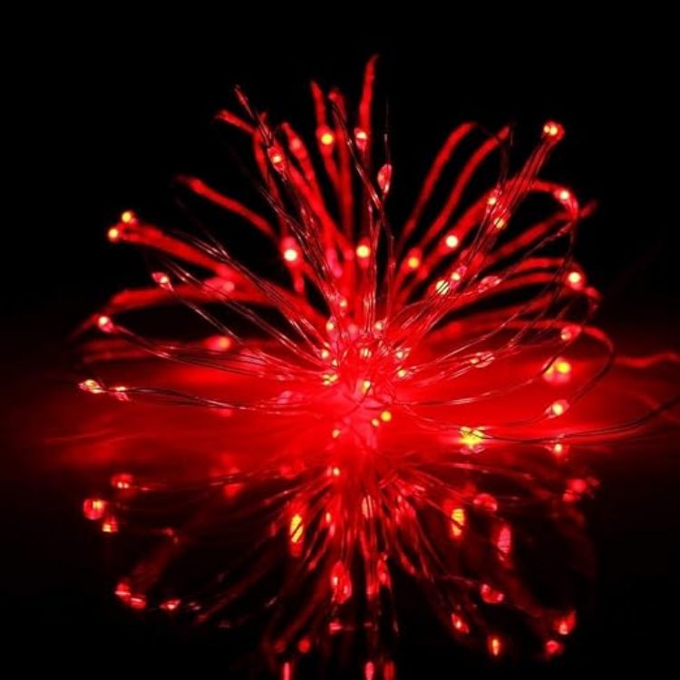 Picture of Battery-Powered 3M 30LED Red Fairy String Lights for Christmas, New Year & Valentine's Day Decor   Perfect for Creating a Warm Ambiance for Your Celebrations