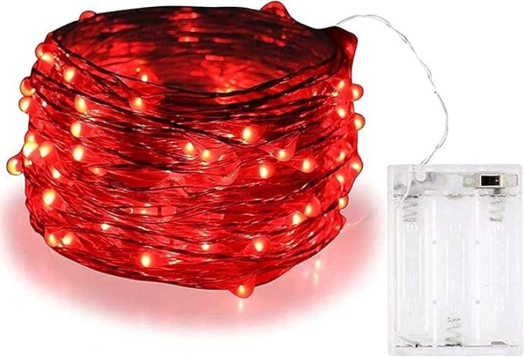 Picture of Battery-Powered 3M 30LED Red Fairy String Lights for Christmas, New Year & Valentine's Day Decor   Perfect for Creating a Warm Ambiance for Your Celebrations