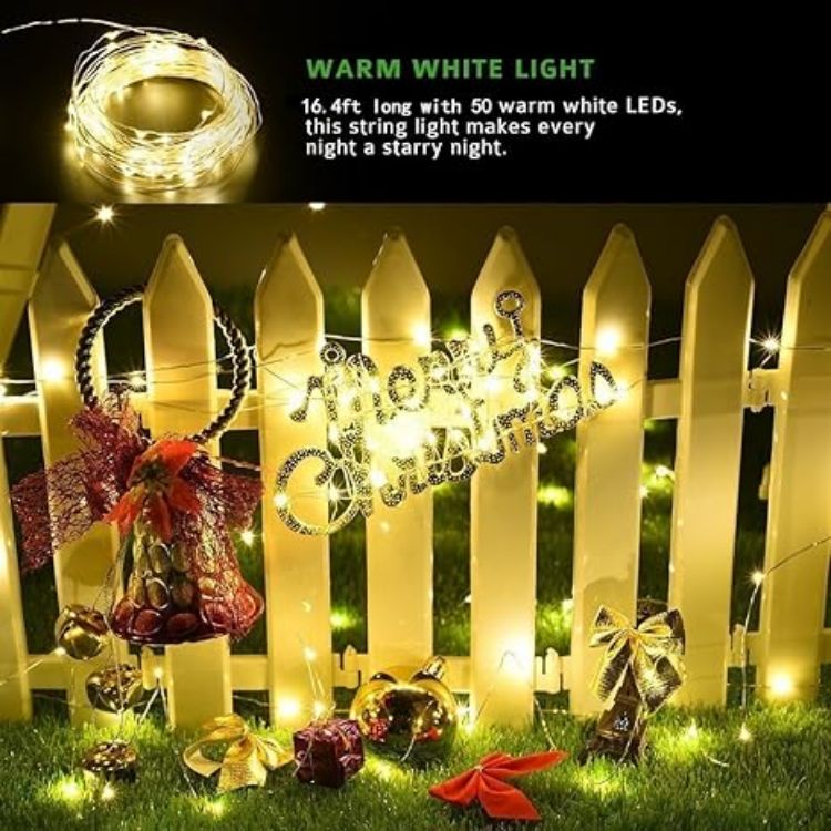 Picture of 2-Pack Solar String Lights – 16.4Ft 50 LEDs Cool White Waterproof Outdoor & Indoor Decorative Lights