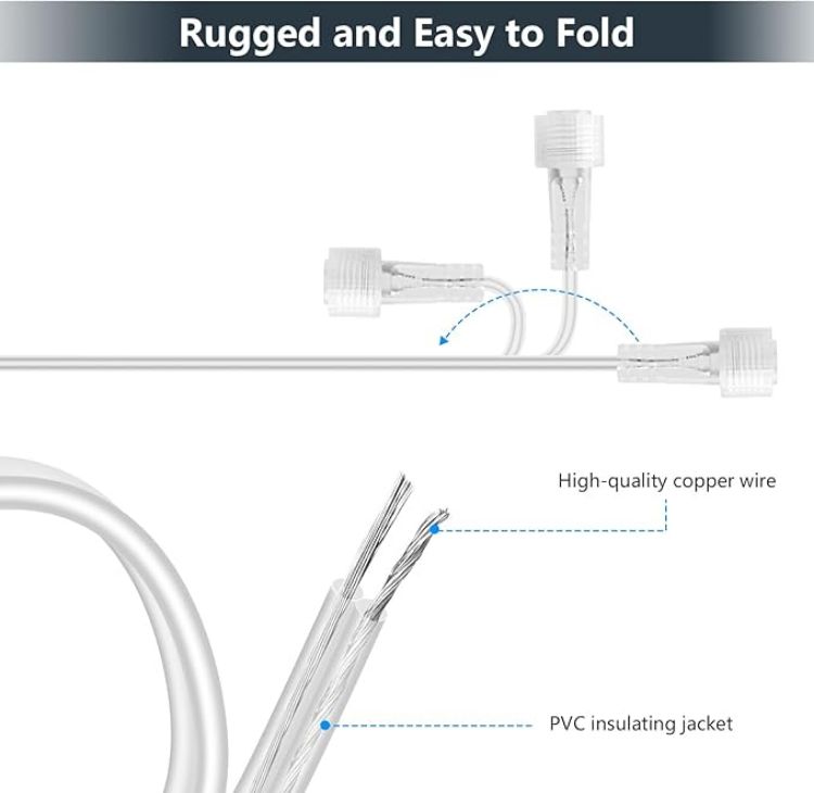 Picture of 10M/33Ft IP65 Waterproof 2-Pin Extension Cable for Christmas Lights, Garden Lights, and LED Fairy Lights