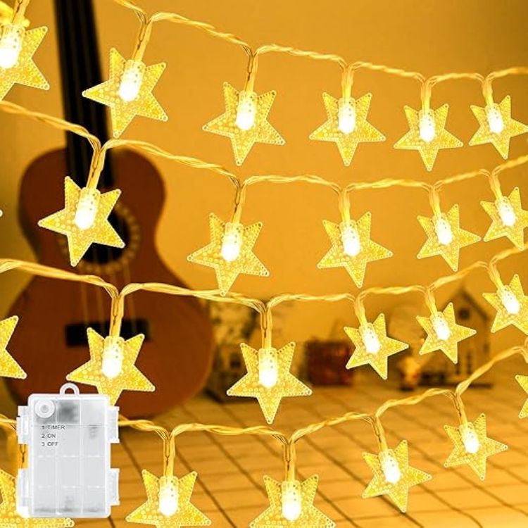 Picture of Star Fairy Lights, 3M 20LED String Lights Battery Operated Decorative Lighting for Christmas, Wedding, Birthday, Indoor and Outdoor Use (Warm White) [Energy Class G]