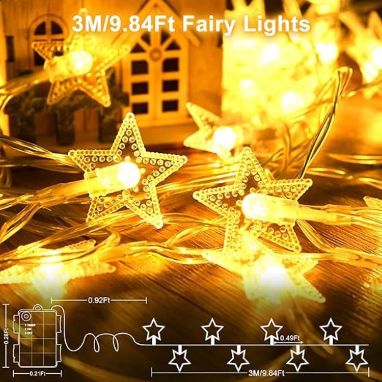 Picture of Star Fairy Lights, 3M 20LED String Lights Battery Operated Decorative Lighting for Christmas, Wedding, Birthday, Indoor and Outdoor Use (Warm White) [Energy Class G]