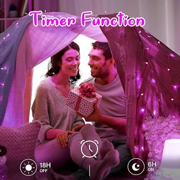 Picture of 3M 30LED Pink LED Fairy Lights with Timer – IP65 Waterproof Battery-Powered Lights for Valentine’s Day & Outdoor Decorations