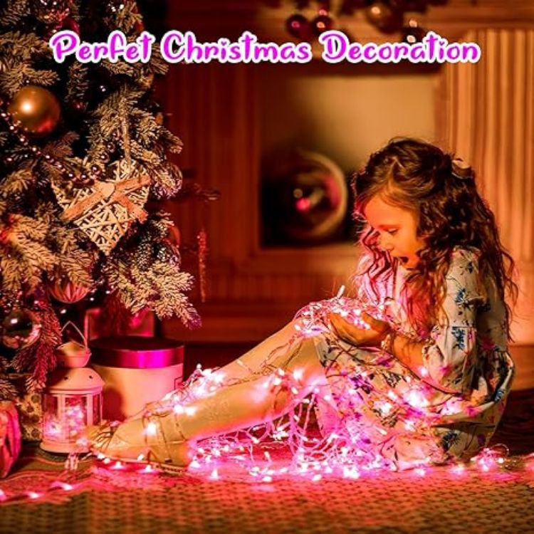 Picture of 3M 30LED Pink LED Fairy Lights with Timer – IP65 Waterproof Battery-Powered Lights for Valentine’s Day & Outdoor Decorations